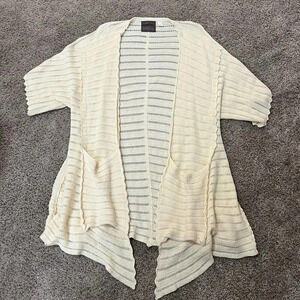 Anthropologie Guinevere Womens Open Cardigan Cashmere Organic Autumn‎ Cream Sz M